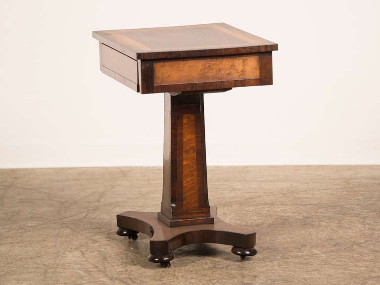 William IV period rosewood and walnut pedestal table with drawer, England c.1835 1