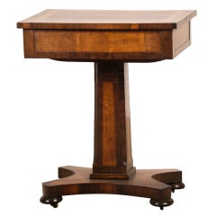 William IV period rosewood and walnut pedestal table with drawer, England c.1835