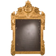 Louis XVI Period Mirror, Bold Cartouche, France circa 1785 (34"w x 55"h)