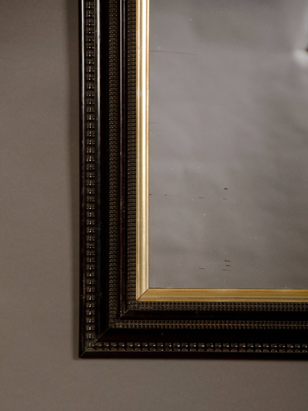 Rectangular Antique Dutch Black Frame Mirror, circa 1875 at 1stDibs