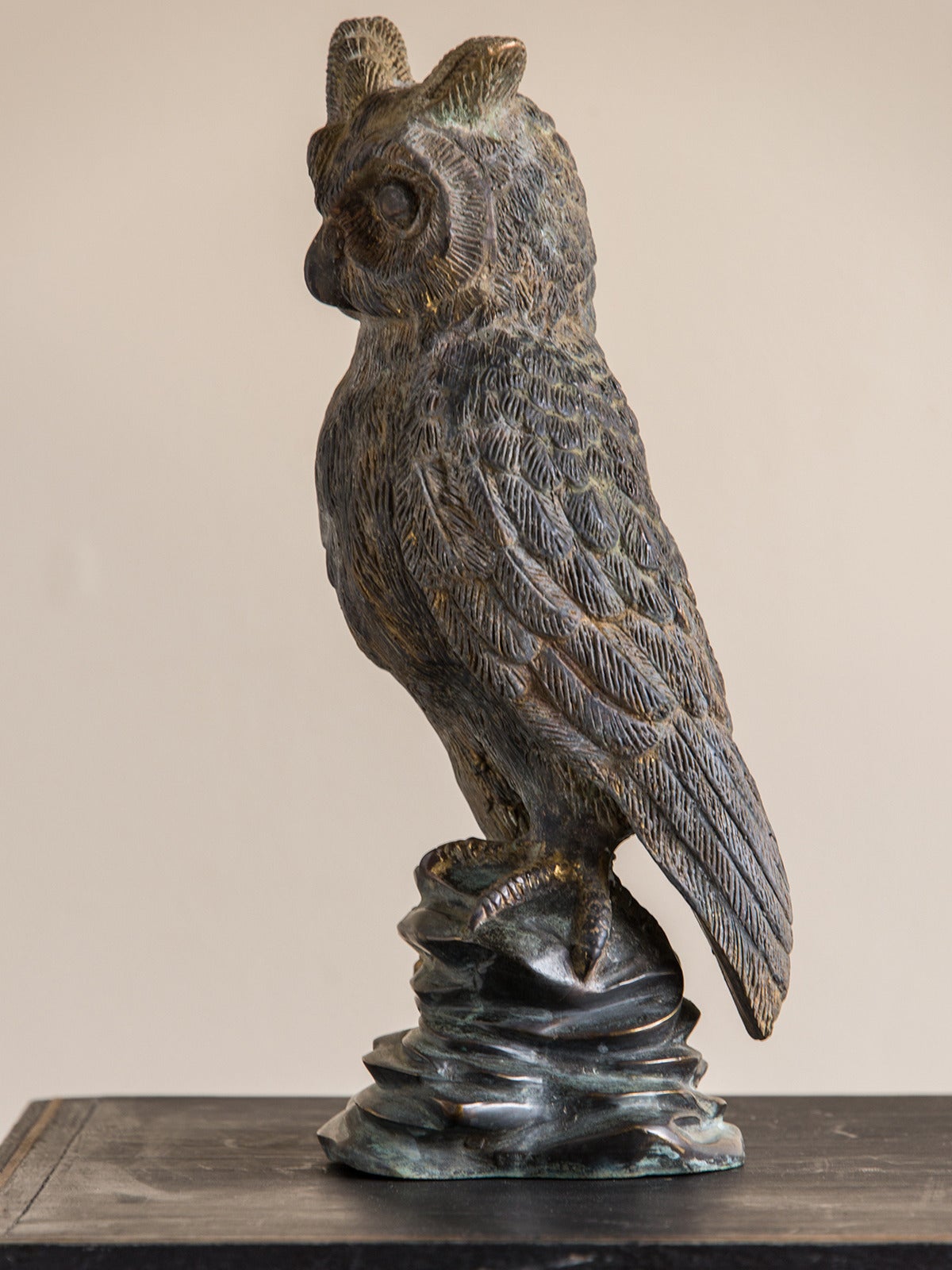 Other Vintage French Bronze Finished Metal Sculpture of an Owl, circa 1920