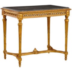 Elegant Louis XVI style gilded side table from France c. 1890 Elegant Louis XVI style gilded side table from France c. 1890