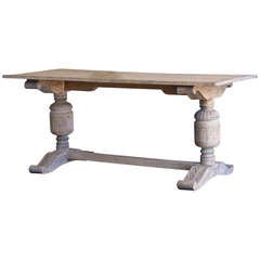 Antique English Jacobean Style Oak Table, Limed Finish, circa 1875