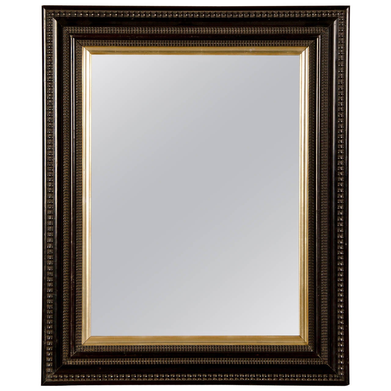 Rectangular Antique Dutch Black Frame Mirror, circa 1875 at 1stDibs