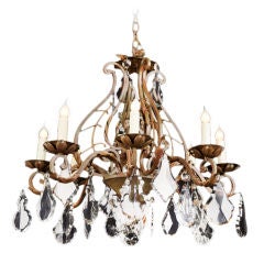 Antique Splendid & rare iron and crystal chandelier from France c. 1890