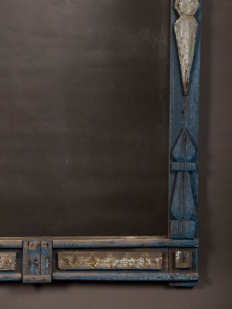 19th Century Antique Scandinavian Painted and Carved Window Frame Mirror, circa 1850