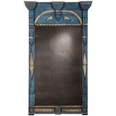 Antique Scandinavian Painted and Carved Window Frame Mirror, circa 1850