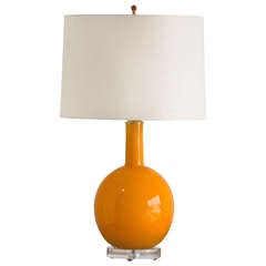 Italian Tangerine Color Glass Table Lamp