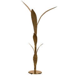 Tall Brass Palm Tree Floor Lamp, France/Italy circa 1965
