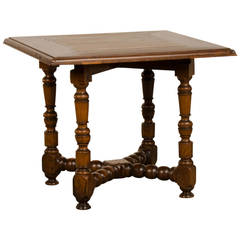 Antique French Louis XIII Style Walnut Square Table, circa 1830