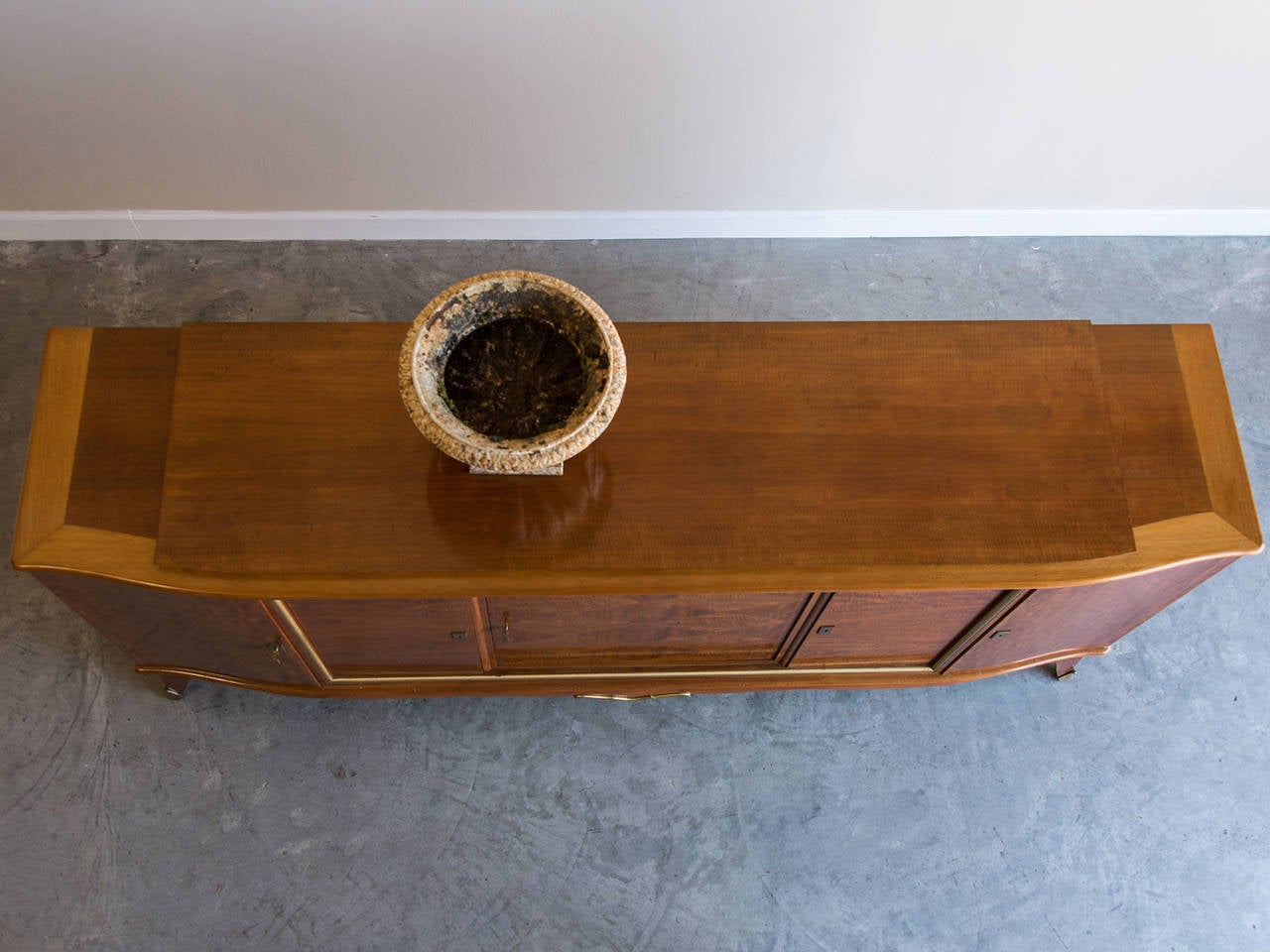 Vintage Jules Leleu French Art Deco Mahogany and Brass Buffet, circa 1940 3