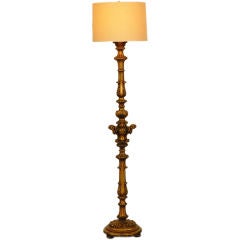 Lavishly decorated & tall gilded candlestand from France c.1920