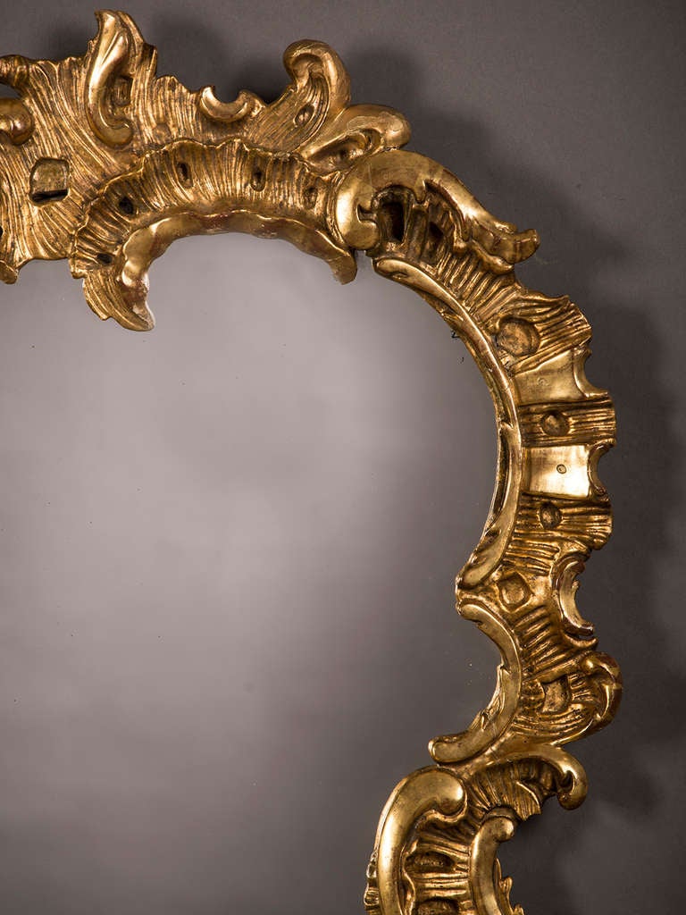 18th Century Antique French Louis XV Period Carved and Gilded Mirror circa 1760 (28