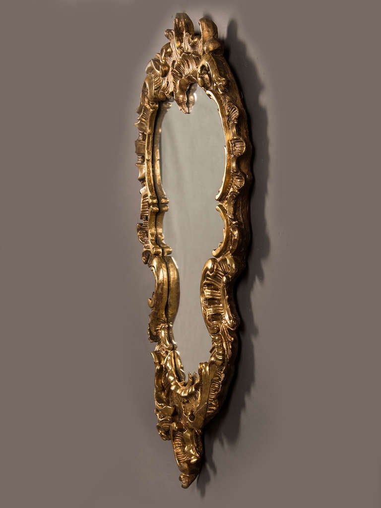 Wood Antique French Louis XV Period Carved and Gilded Mirror circa 1760 (28