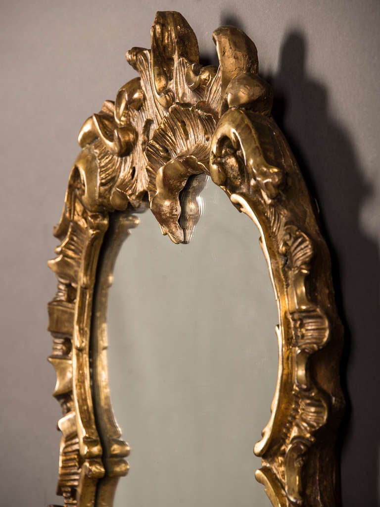 Antique French Louis XV Period Carved and Gilded Mirror circa 1760 (28