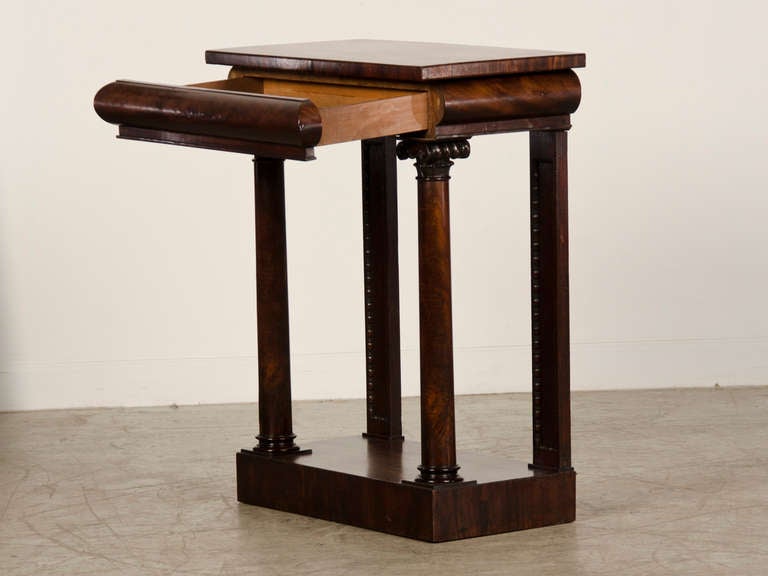 English Antique William IV Period Mahogany Console Table with Drawer circa 1835 In Excellent Condition In Houston, TX