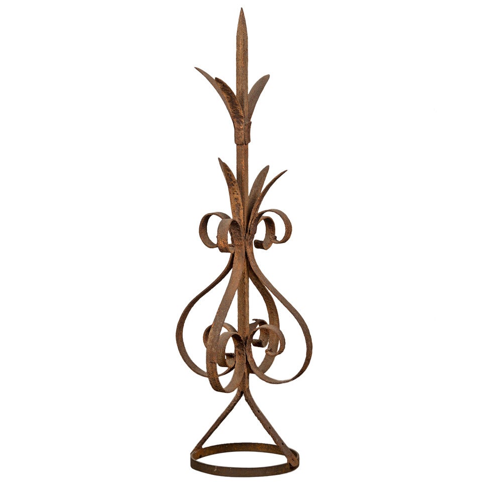 Antique Rustic French Hand-Forged Iron Finial, Normandy, circa 1880 For Sale