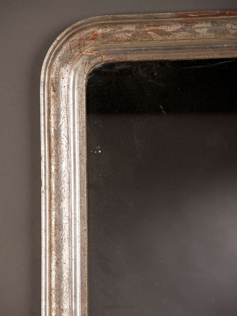 Belle Époque Silver Louis Philippe Framed Mirror, Belle Epoque Period, France, circa 1895