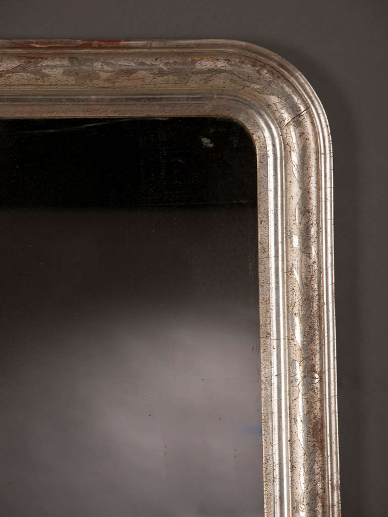 19th Century Silver Louis Philippe Framed Mirror, Belle Epoque Period, France, circa 1895