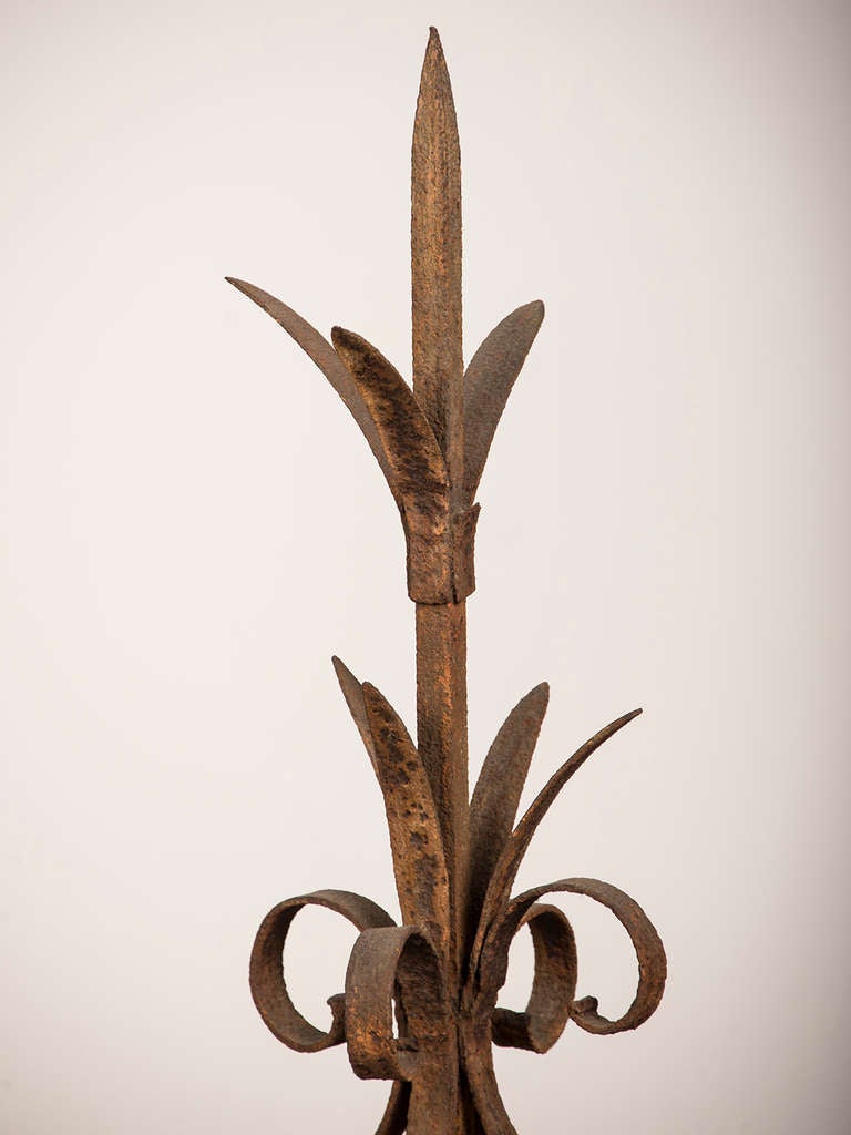 19th Century Antique Rustic French Hand-Forged Iron Finial, Normandy, circa 1880 For Sale