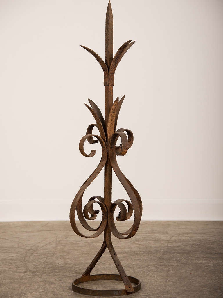 Industrial Antique Rustic French Hand-Forged Iron Finial, Normandy, circa 1880 For Sale