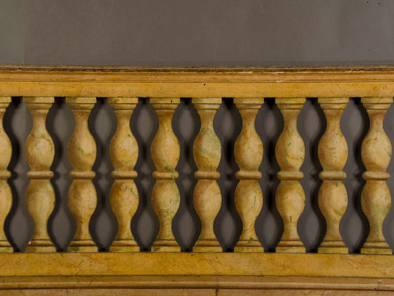 Carved Antique French Theatrical Balustrade with the Original Painted Finish circa 1880 For Sale