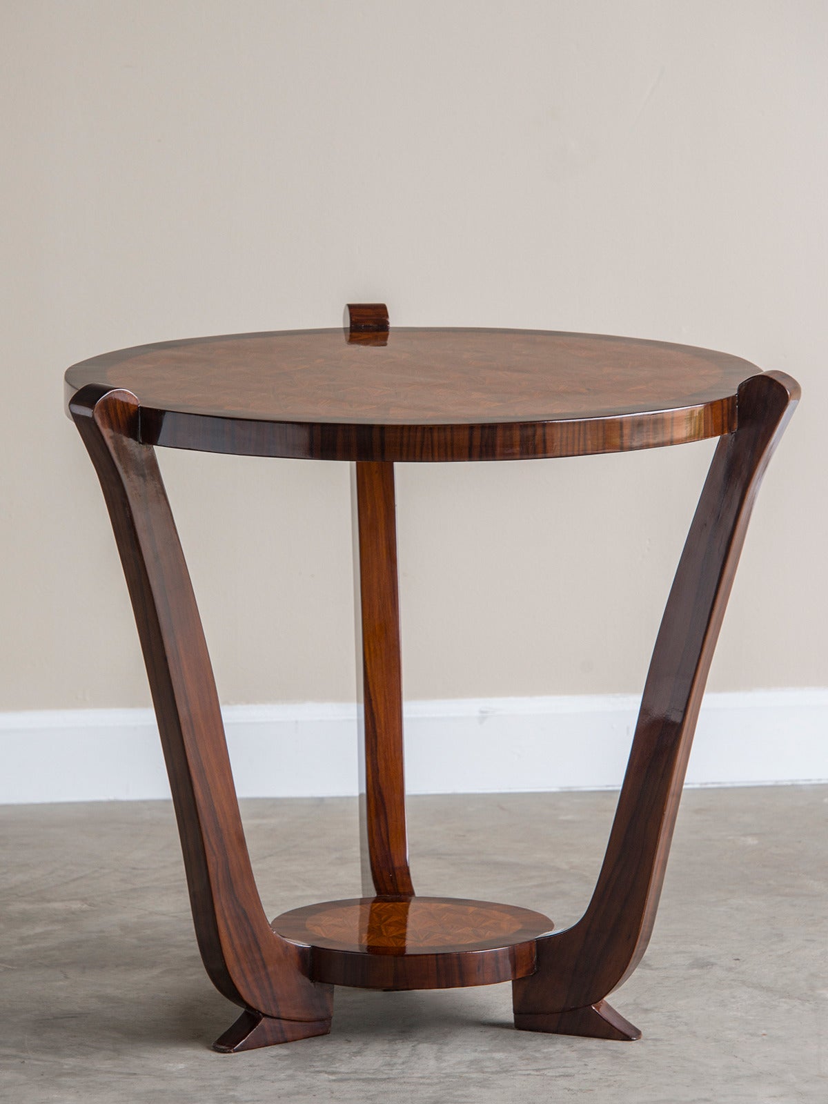 French Art Deco Palisander Table, Inlaid Detail, France, circa 1930 In Excellent Condition In Houston, TX