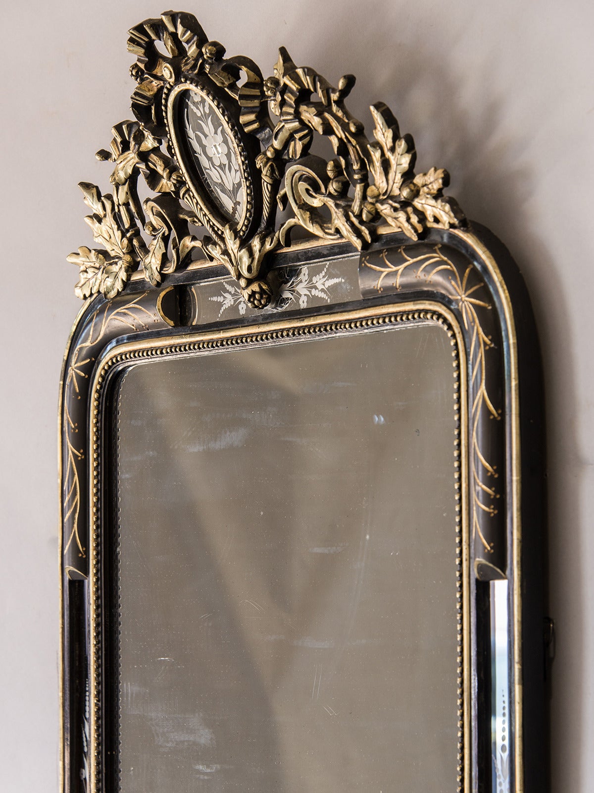 Late 19th Century Antique French Napoleon III Ebonized and Gilded Mirror, circa 1875