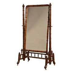 Antique Faux bamboo cheval mirror from Belle Epoque France c. 1890