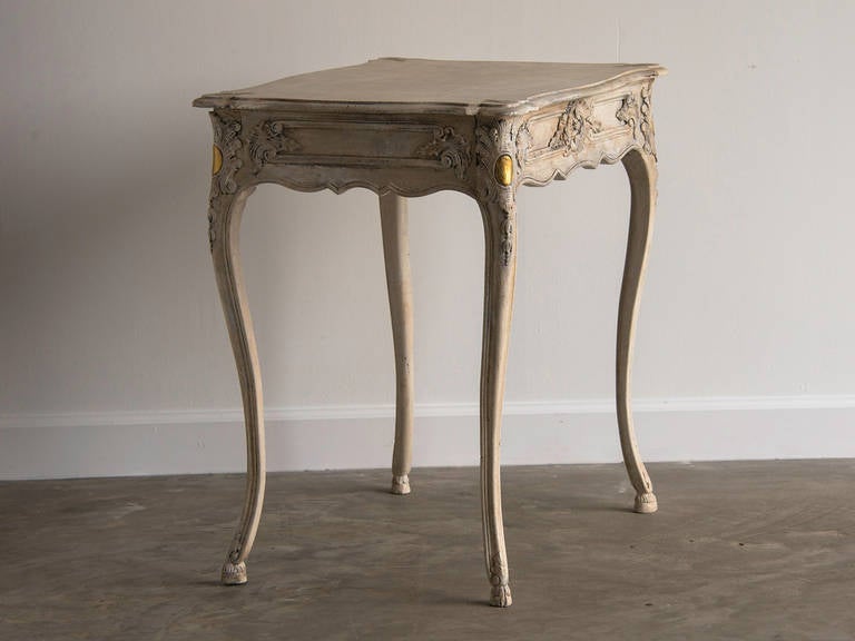 19th Century Antique French Louis XV Style Painted, Carved Centre Table circa 1890