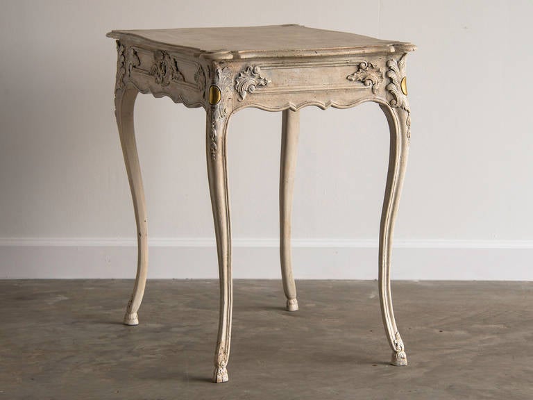 Oak Antique French Louis XV Style Painted, Carved Centre Table circa 1890