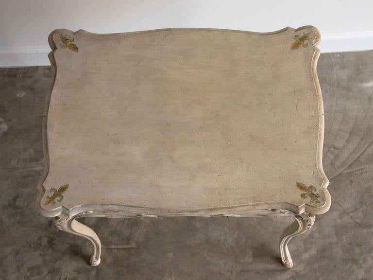 Gilt Antique French Louis XV Style Painted, Carved Centre Table circa 1890