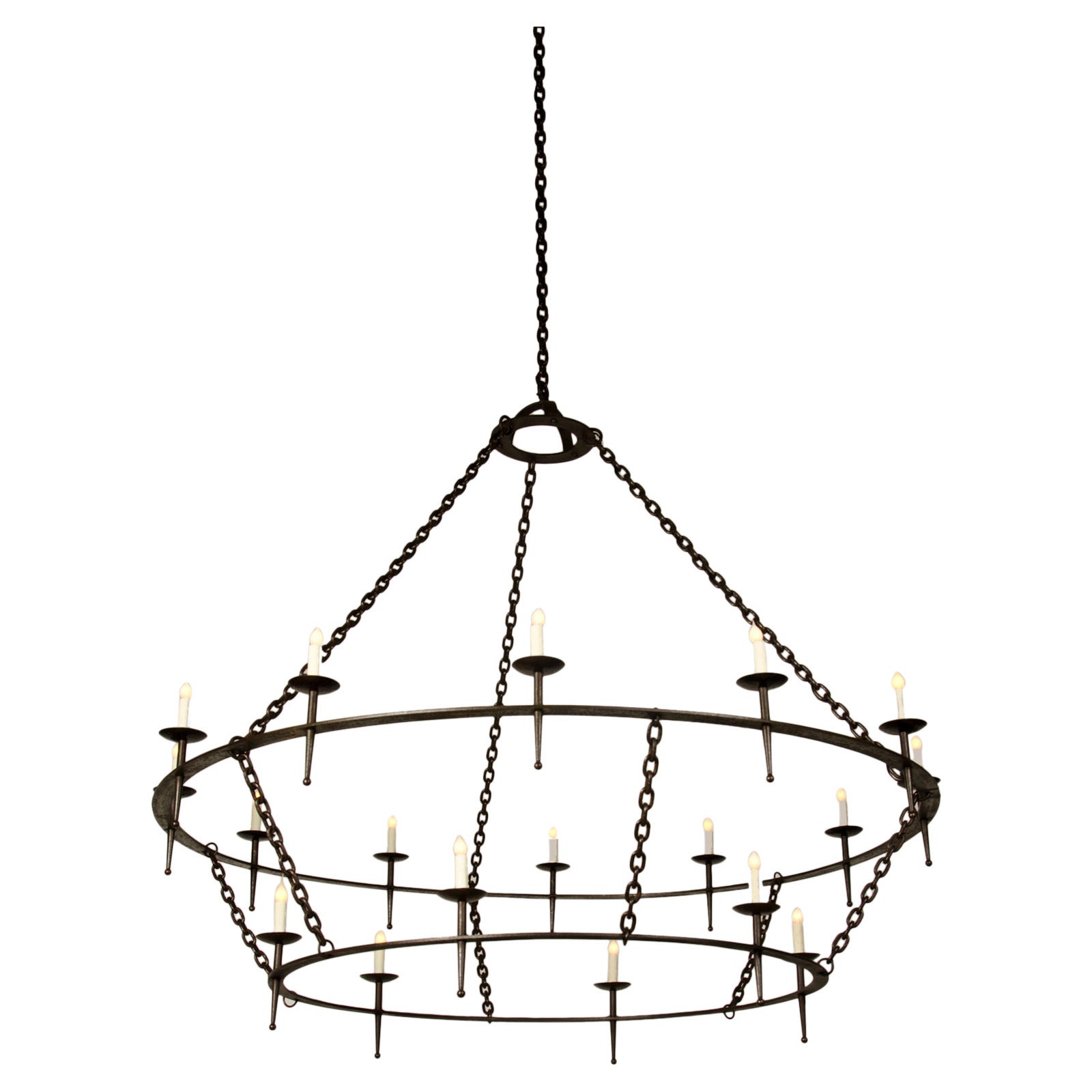 Two-Tier Iron Chandelier, France circa 1920