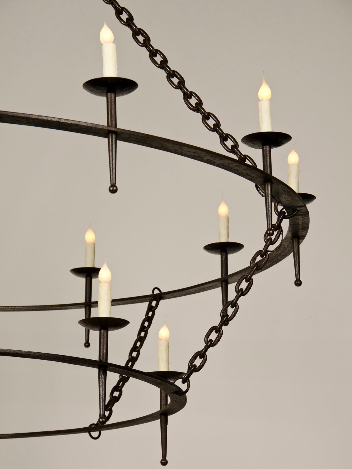 Two-Tier Iron Chandelier, France circa 1920 1