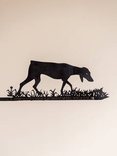 Enorme banderuola in ferro francese con motivo di caccia, fatta a mano, circa 1900