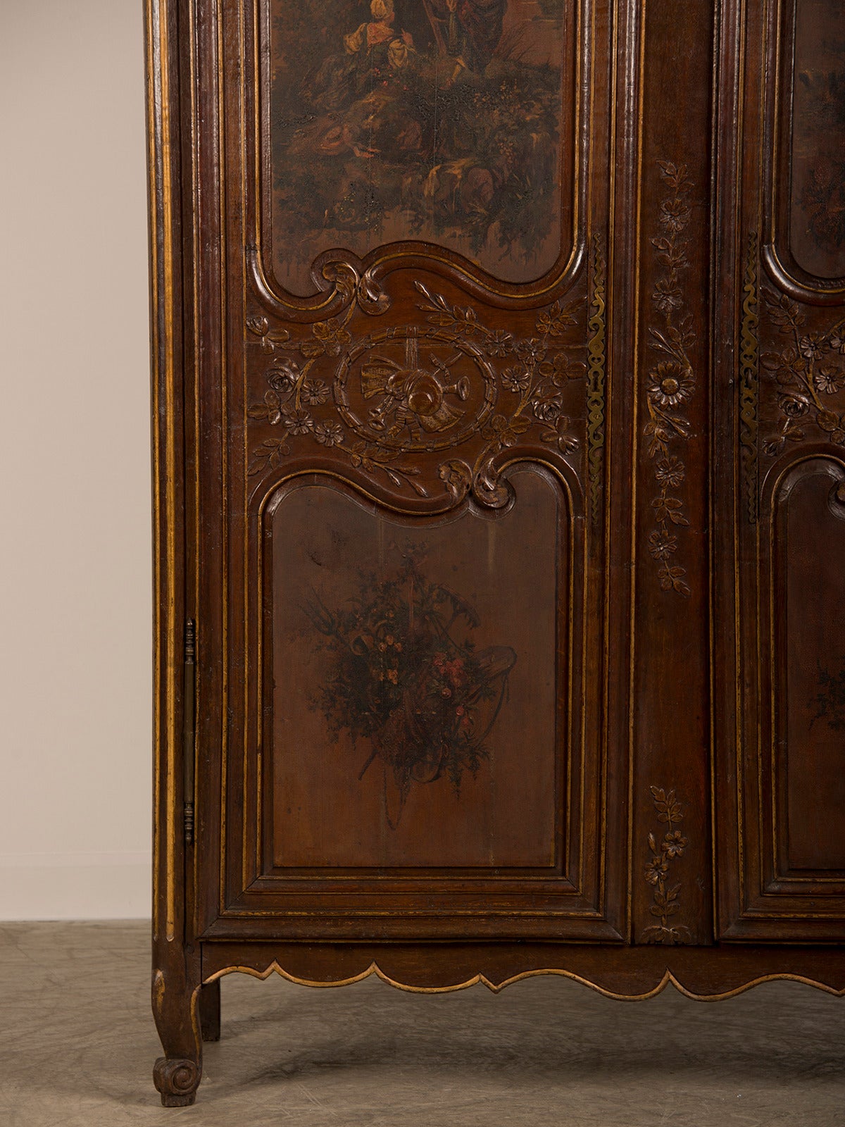 Louis XV/Louis XVI Marriage Armoire, Original Painted Panels, France, circa 1780 2