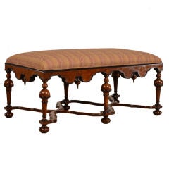William and Mary style walnut bench from England c.1950
