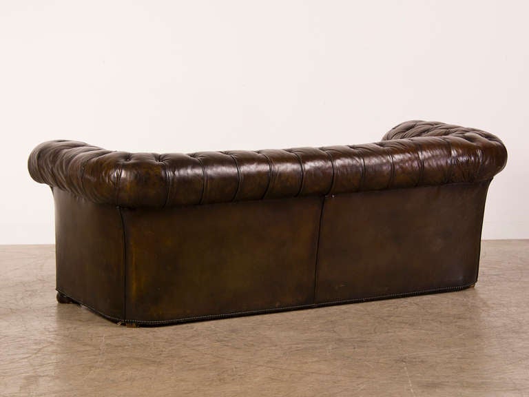 Leather Covered Vintage Chesterfield Sofa from England ca.1940 2