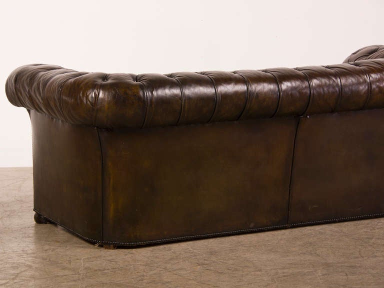 Leather Covered Vintage Chesterfield Sofa from England ca.1940 3
