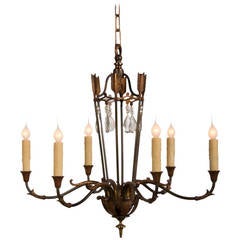 Vintage Empire Style, Gilded Chandelier with Crystals