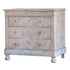 Louis Philippe Style Painted Three Drawer Chest, France c.1880