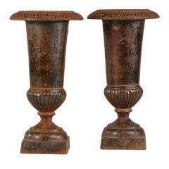 Antique A pair of cast iron urns from France c.1885