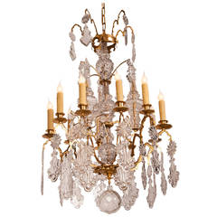 Antique French Louis XV Crystal Chandelier Gilded Brass Ten Lights circa 1875