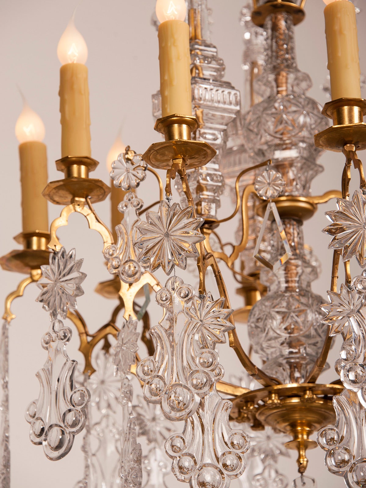 Antique French Louis XV Crystal Chandelier Gilded Brass Ten Lights circa 1875 For Sale 2