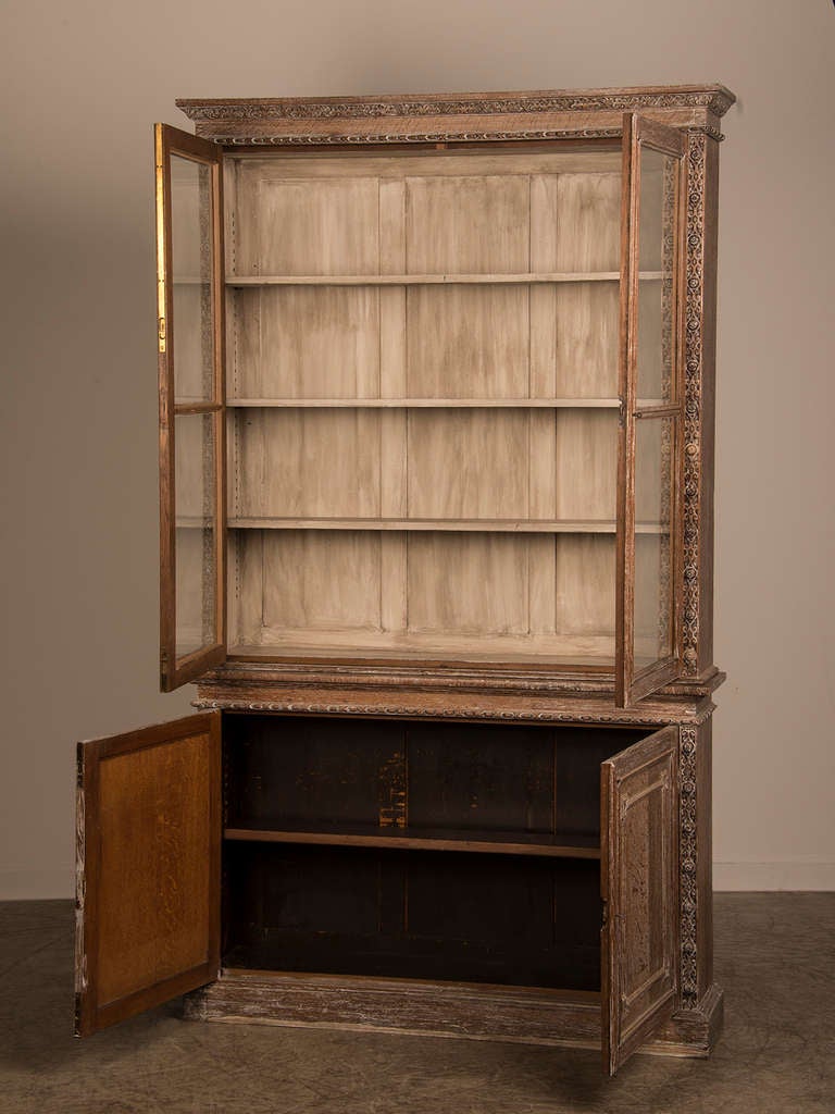 Cerused oak glazed bookcase from Warwick Castle, England c.1885 1