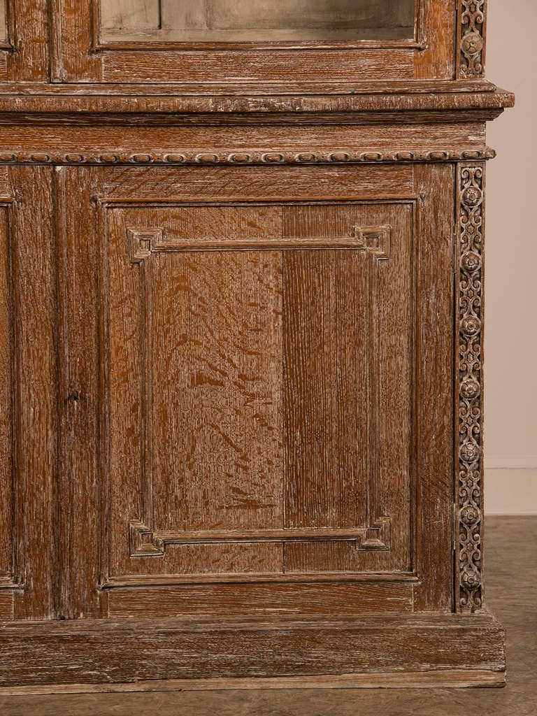 Oak Cerused oak glazed bookcase from Warwick Castle, England c.1885