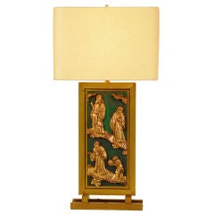 Billy Baldwin Inspired Antique Chinese Panel Mounted as a Custom Lamp