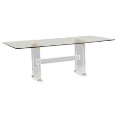 Vintage French Mid-Century Modern Lucite and Glass Table, circa 1960