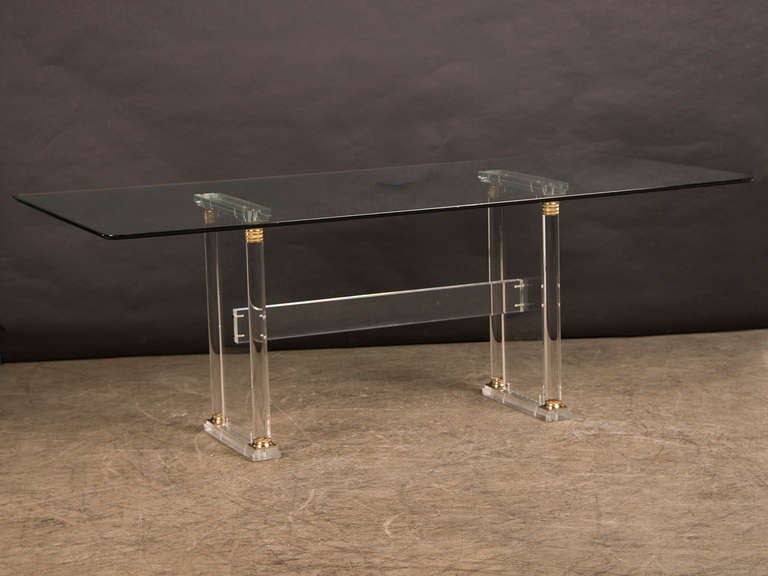 Vintage French Mid-Century Modern Lucite and Glass Table, circa 1960