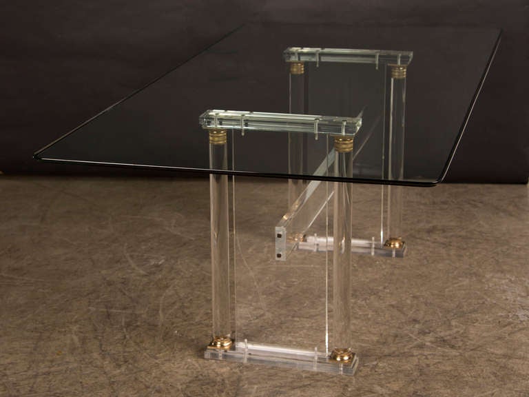 Vintage French Mid-Century Modern Lucite and Glass Table, circa 1960 2